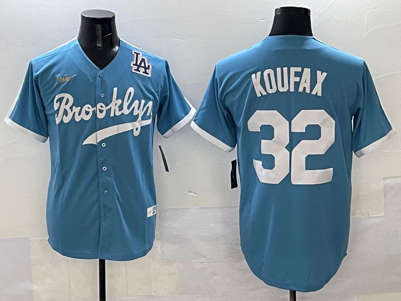 Men Los Angeles Dodgers #32 Koufax Light Blue Throwback 2025 Nike MLB Jersey style 42